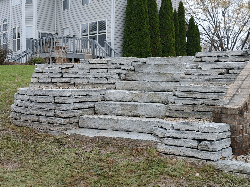 White Stone Retaining Walls in Indianapolis