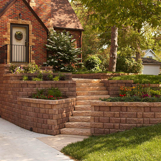 Retaining Wall and Stone Steps